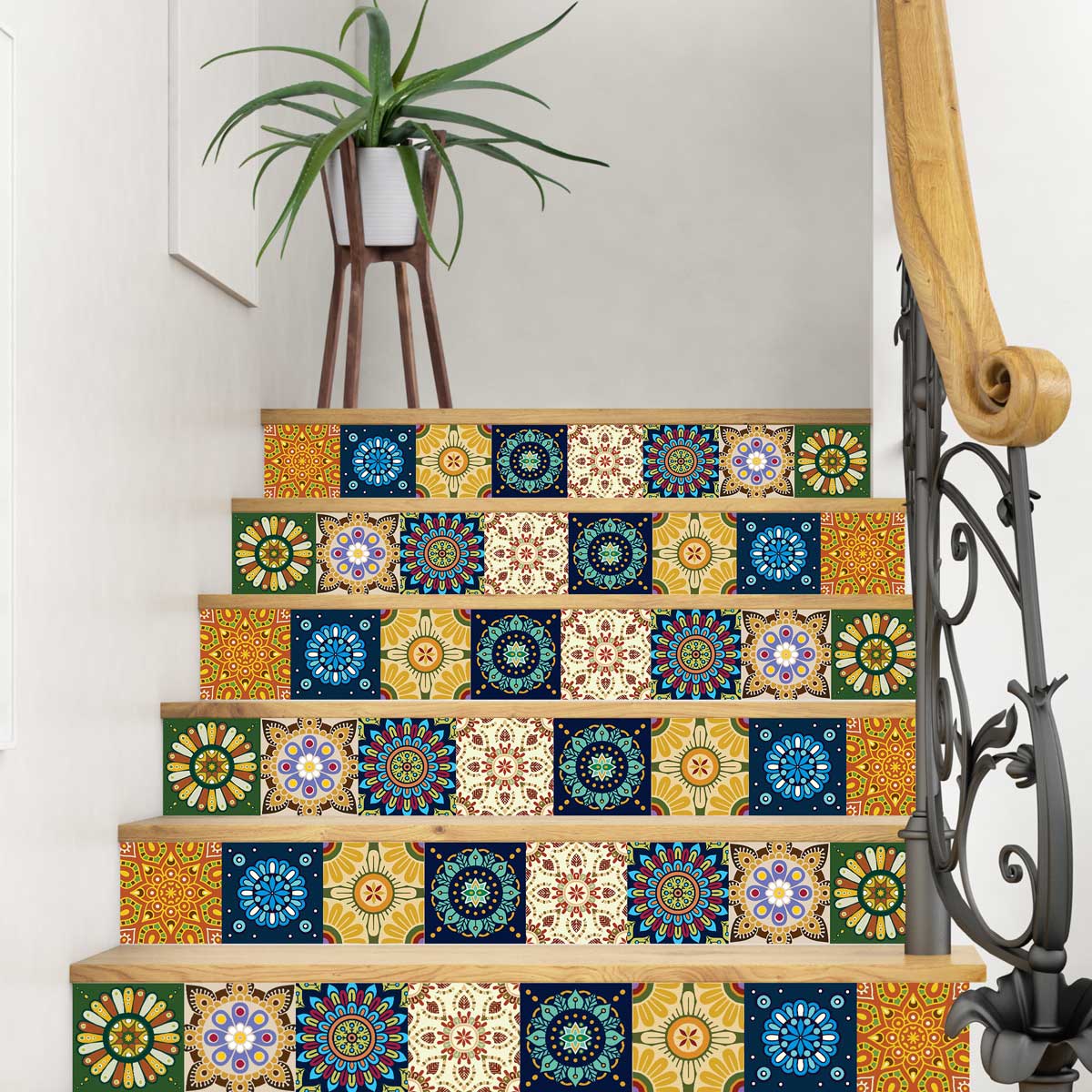 Peacock Hand Painted Peel and Stick Stair Decal | Waterproof and Easy to Trim | Extra long 49" length DIY Home Décor (Copy) (Copy)