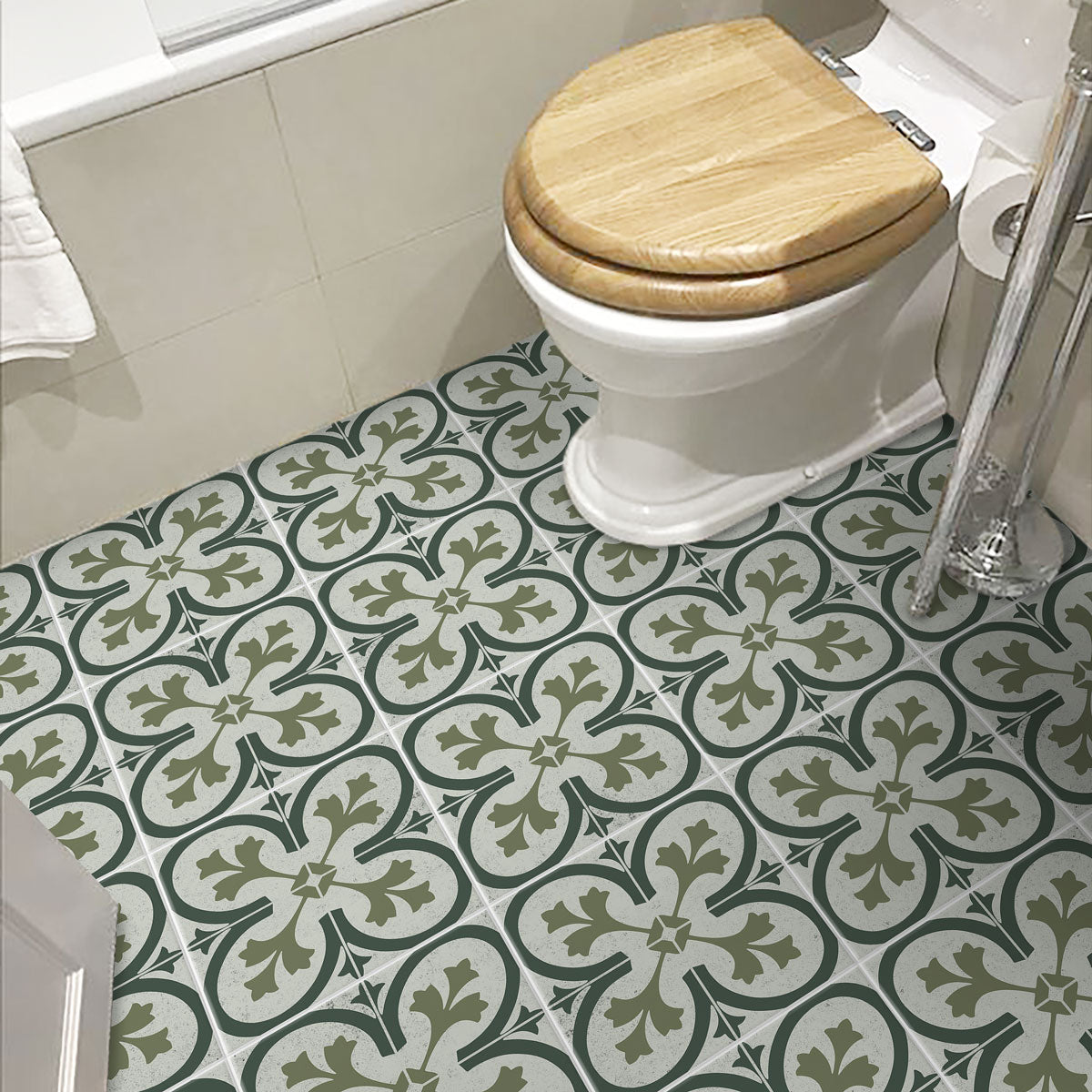 TULIP MAVI Forest Green Floor Decals | Peel and Stick Kitchen, Bathroom, Backsplash, Wall Tile Vinyl Decals | Free Shipping