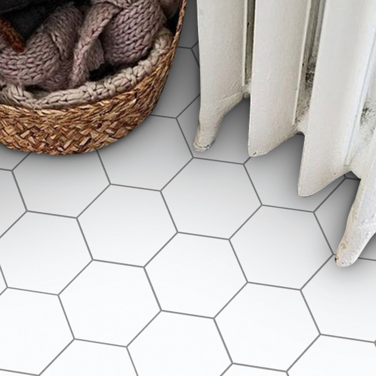 White Peel and Stick Hexagon Tile Stickers | Kitchen, Bathroom, Backsplash Decal, Waterproof Tile Decals | Free Shipping