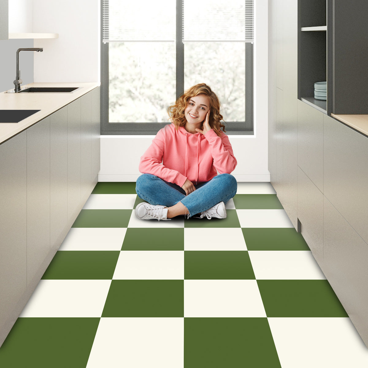 Peel and Stick Olive and Ivory Tile Stickers | Kitchen Bathroom Decal, Wall  Tile Vinyl Decals| Antiskid For Floors | Removable