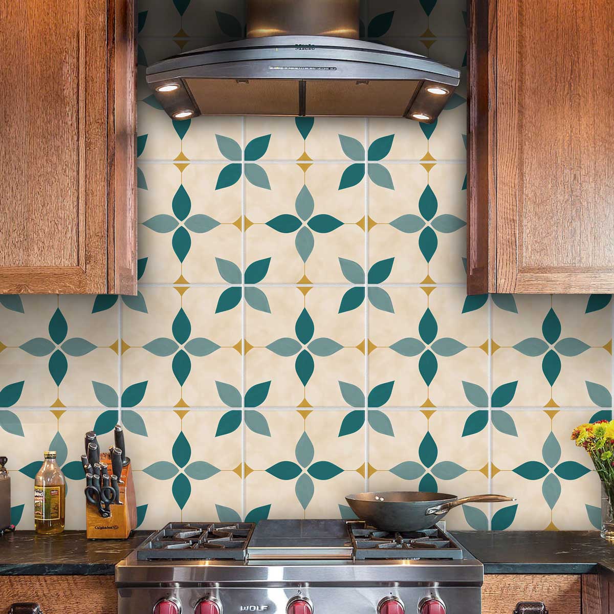 Botanic Floral Tile Stickers | Peel and Stick Kitchen Bathroom Wall Tile Vinyl Decals | Antiskid Floor Tile Stickers | Removable