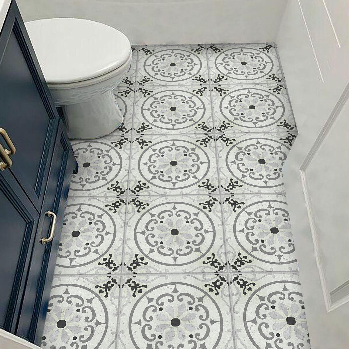 Antique Greystone Floor Tile Stickers | Peel and Stick Removable Tile Decals for Kitchen, Bathroom, Walls & Fireplace | Removable