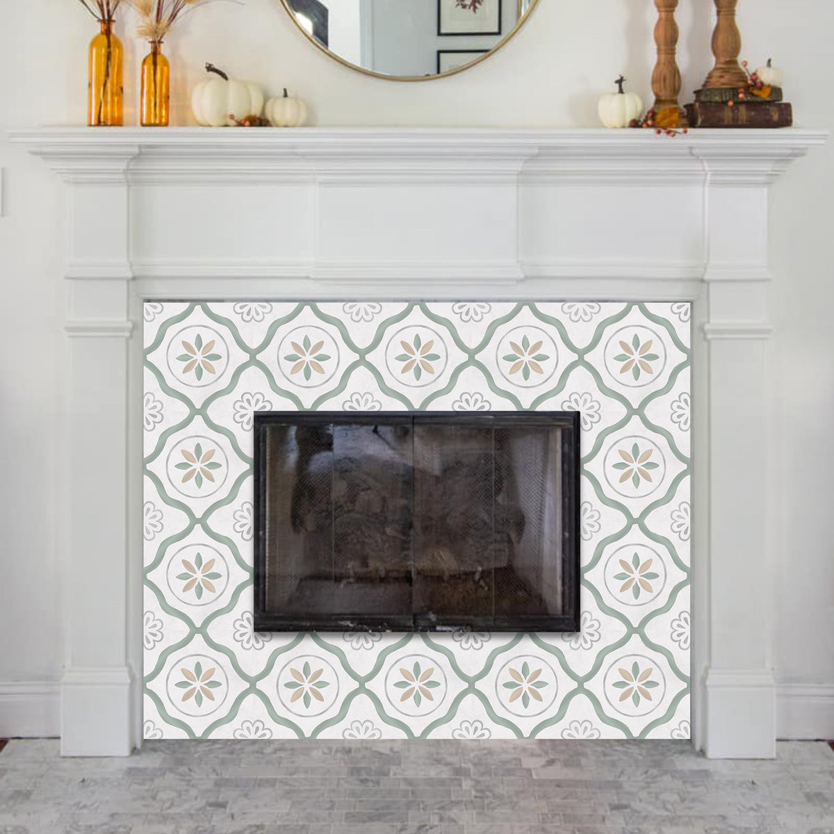 Classic Porcelain Peel and Stick Floor Tile Stickers | Hand Craft Decals | Removable Stickers