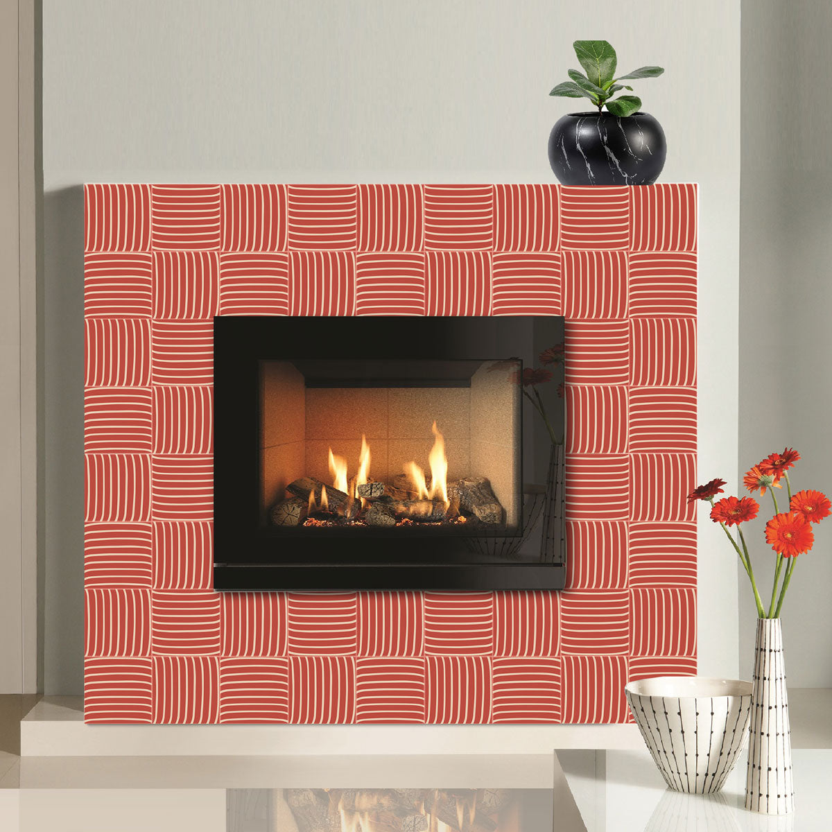 Waving Terracotta Peel and Stick Backsplash Tile Decals | Kitchen, Bathroom, Wall & Floor Tile Stickers | Free Shipping