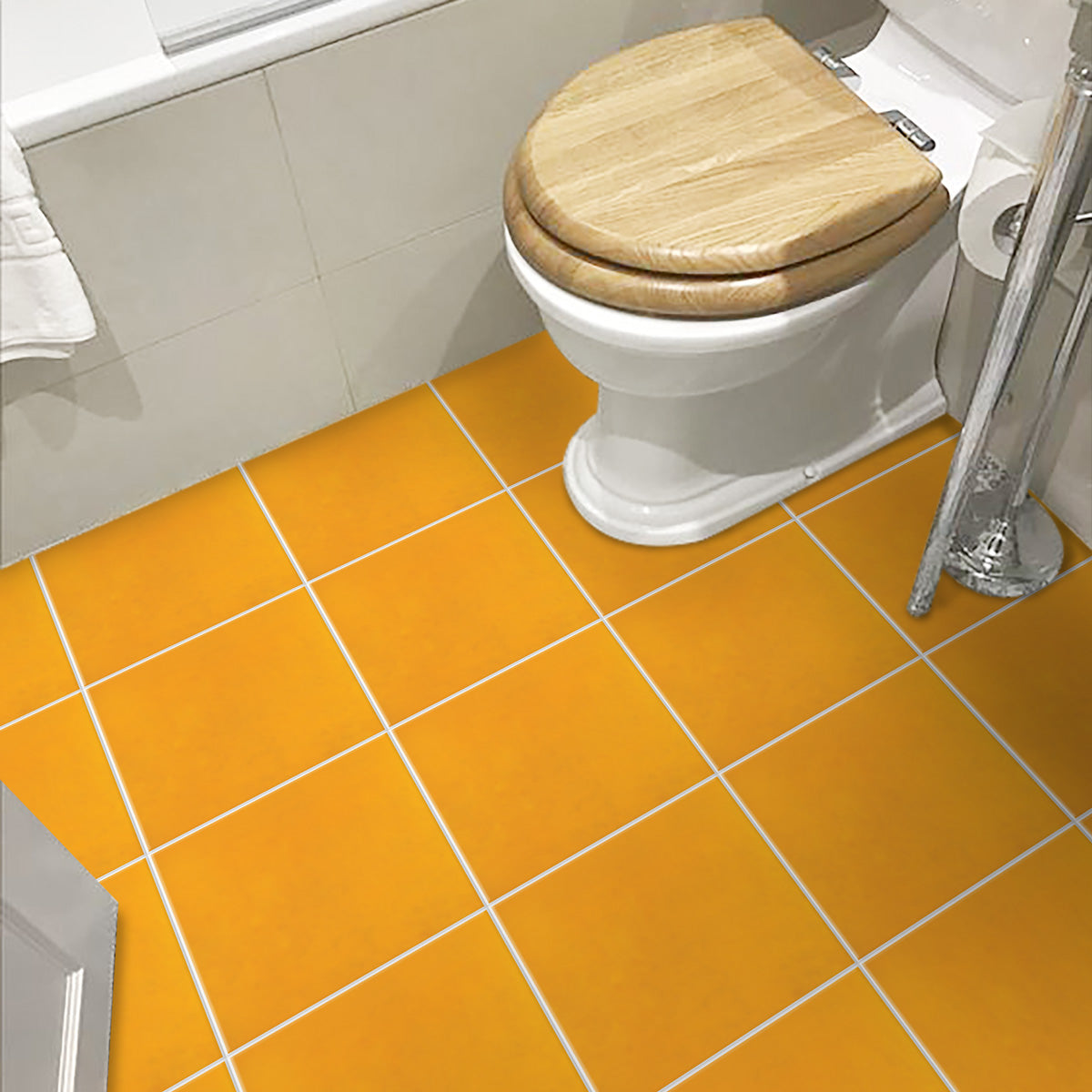 Golden Yellow Backsplash Tile Stickers | Peel and Stick Kitchen Bathroom Wall Hand Crafted Floor Decals | Removable