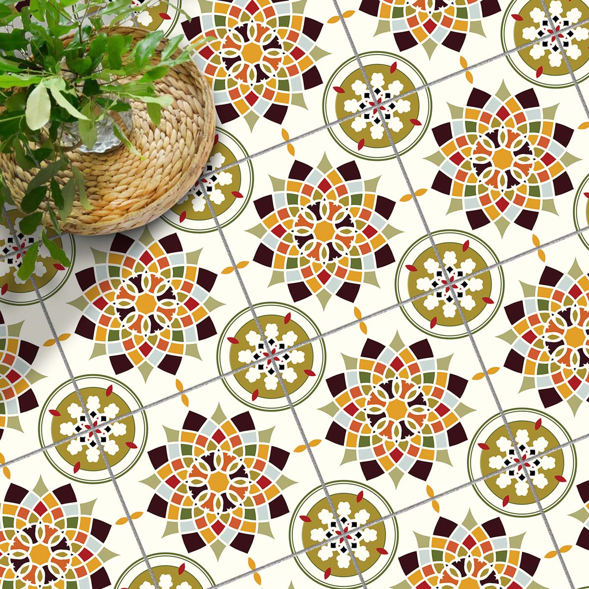 Vintage Festive Tile Stickers | Kitchen, Bathroom, Wall and Floor Tile Decals | Backsplash Tile Decals | Free Shipping