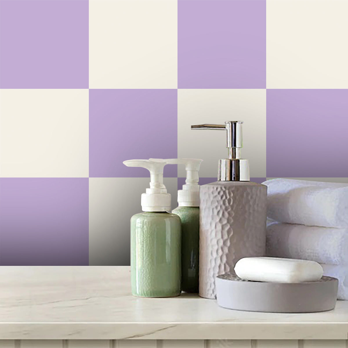 PURPLE and BEIGE Backsplash Tile Stickers | Peel and Stick  Kitchen Wall Bathroom Floor Tile Decals | Removable | Waterproof