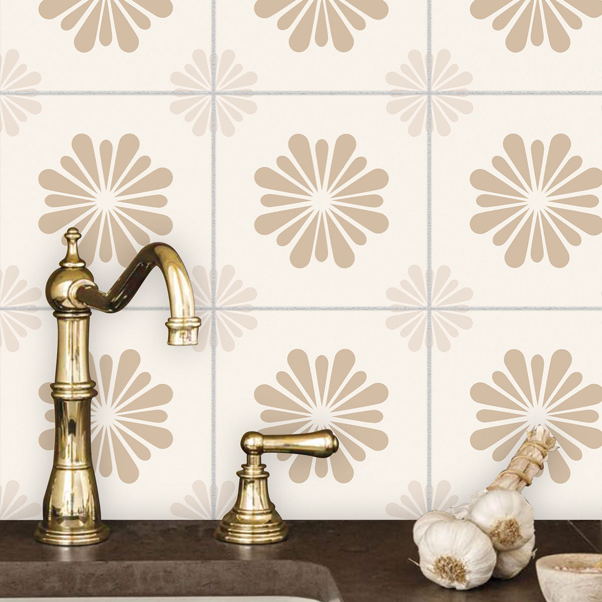 Geometric Floral Floor Tile Stickers | Kitchen, Bathroom, Wall Tile Stickers | Waterproof, Removable | Free Shipping