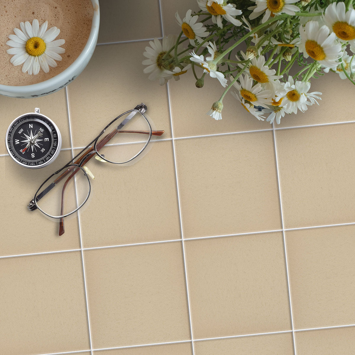 Peel and Stick Beige Texture Tile Stickers | Antiskid Floor Tile Vinyl Decals | Kitchen Bathroom Wall Tile Vinyl | Free Shipping