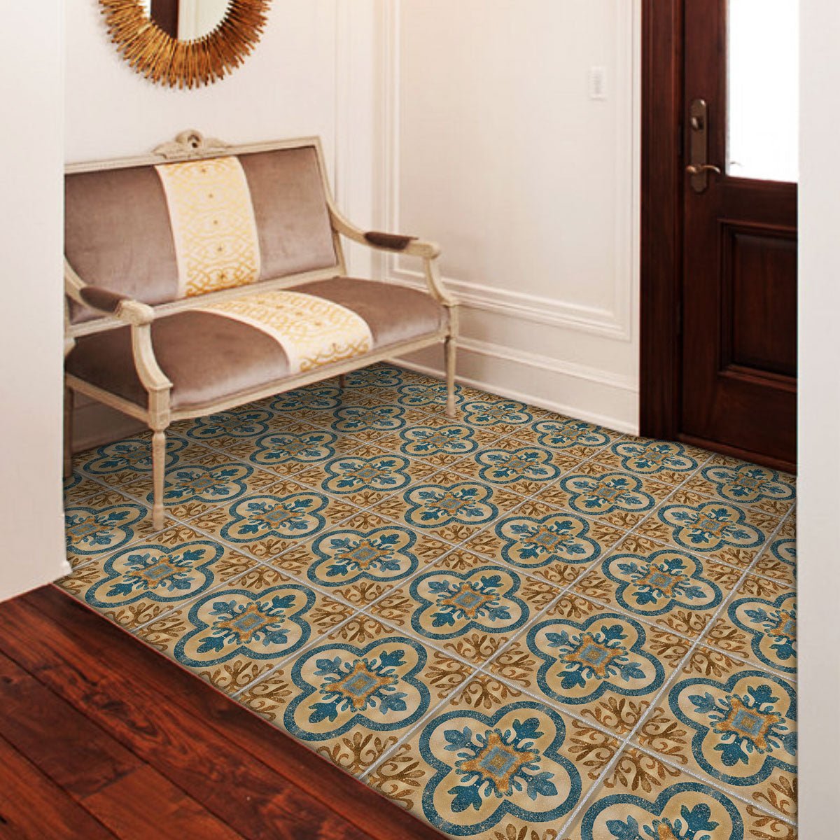 Moroccan Navy Blue Backsplash Tile Stickers | Peel and Stick Kitchen, Bathroom Tile Decals | Antiskid Floor Tile Stickers