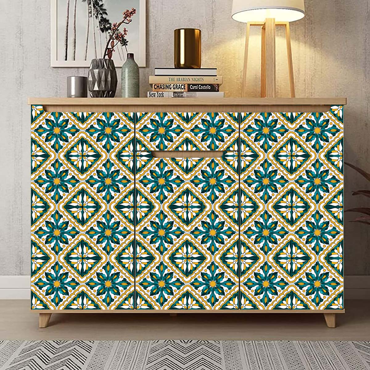 Moroccan Hand Crafted Tile Stickers | Peel and Stick Tile Decals for Kitchen Backsplash Bathroom | Antiskid for Floor Tile Vinyl
