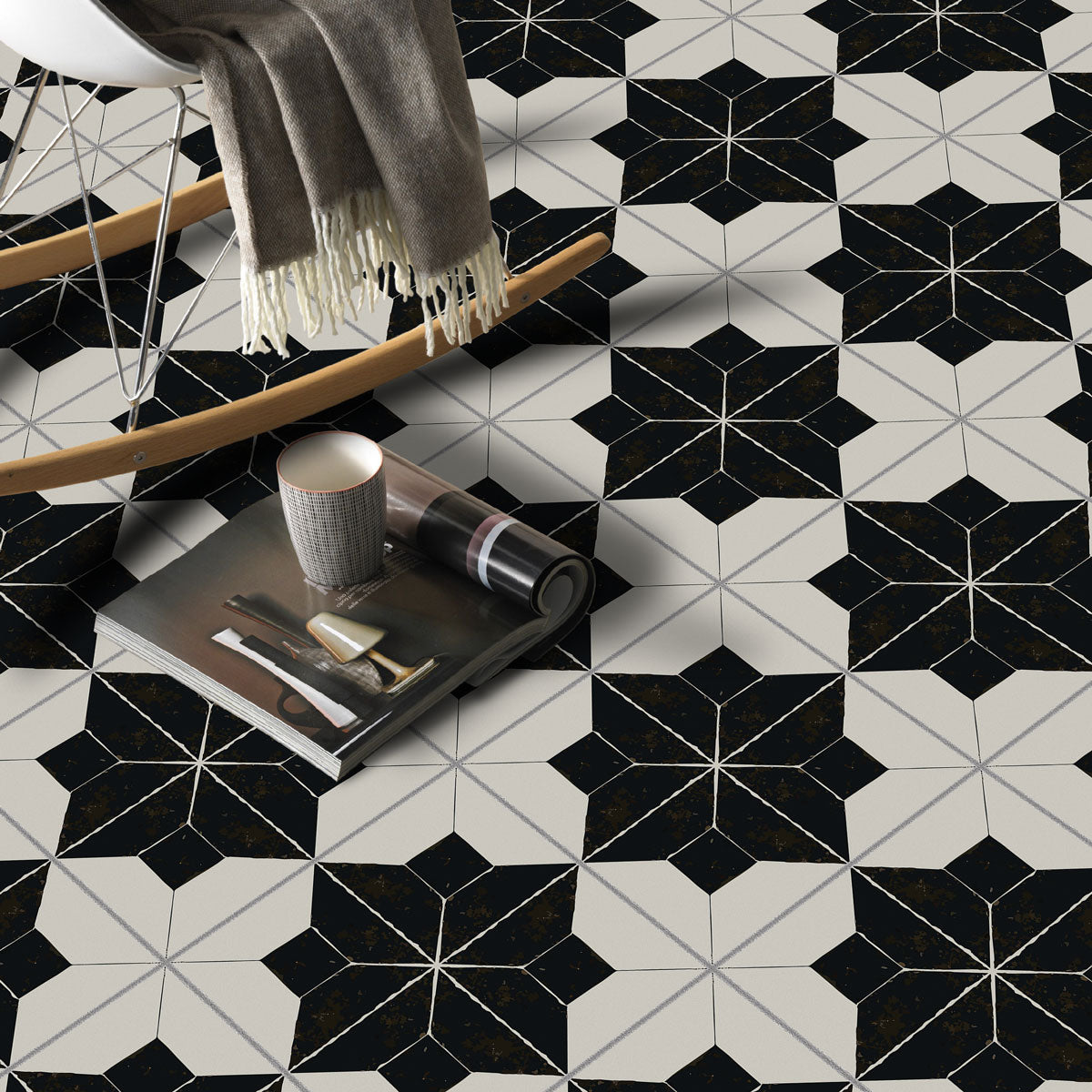 Moroccan Black Petal Tile Sticker | Backsplash Tile Vinyl Decals | Peel and Stick Kitchen, Wall Floor Tile Stickers | FREE SHIPPING!