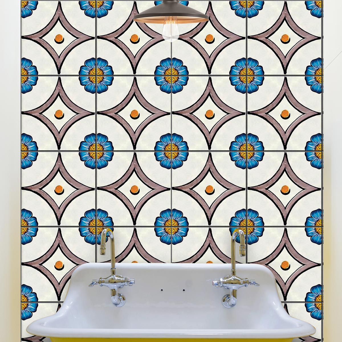 Peel and Stick Hand Crafted Floral Wall Tile Decals | Bathroom Kitchen Floor Tiles Stickers | Removable & Waterproof | Easy to Apply