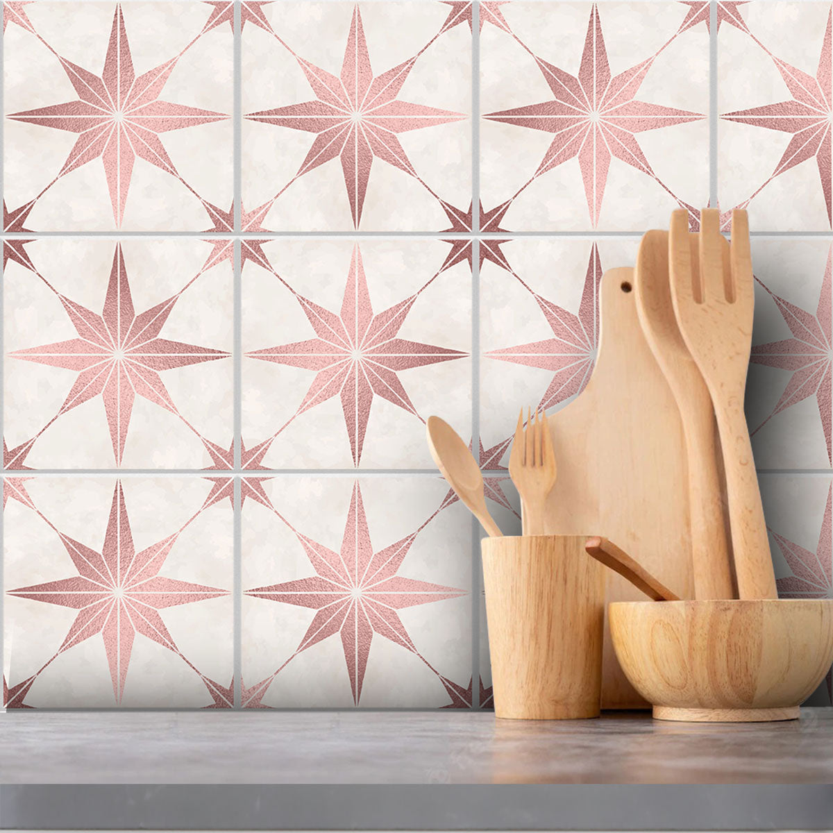 Majolica Moroccan Tile Vinyl Decals | Peel & Stick Kitchen, Bathroom Backsplash Tile Stickers | Antiskid Floor Tile Vinyl