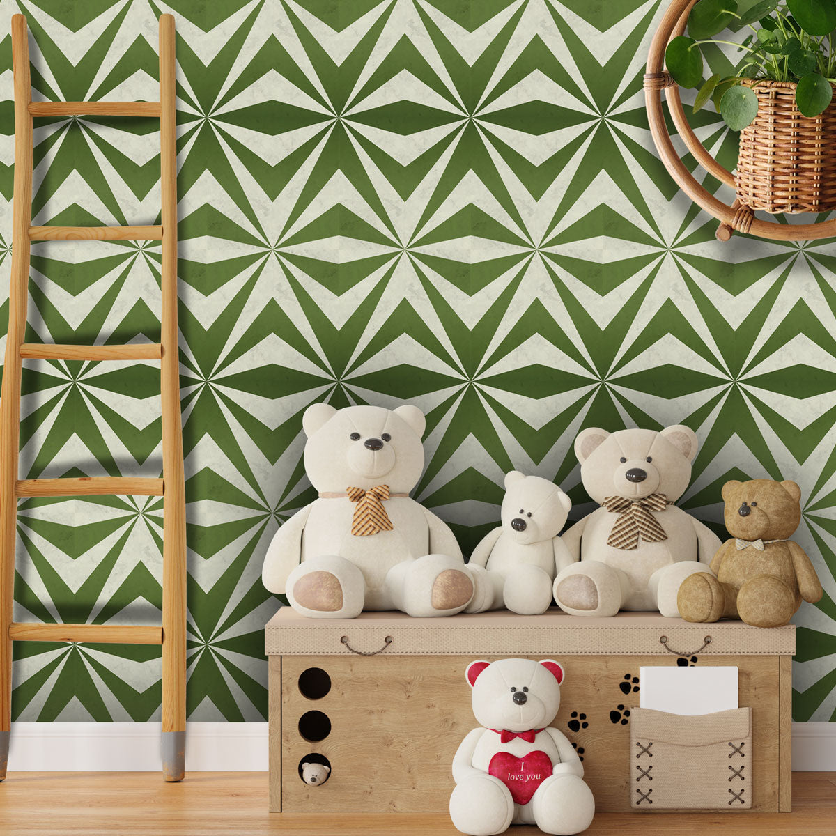 Oblique Moss Green Tile Stickers | Antiskid Floor Tile Vinyl | Peel and Stick Kitchen Bathroom Wall Tile Stickers | Removable