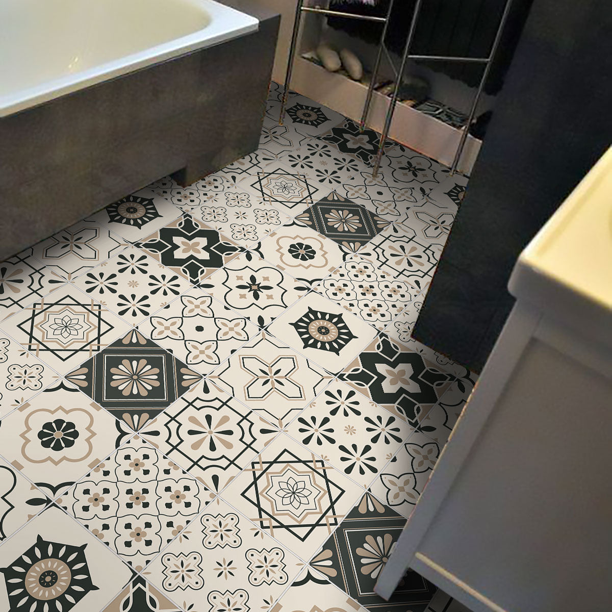 Peel and Stick Arabic Kitchen Tile Stickers | Hand Crafted Tile Stickers for Bathroom, Floor and Wall | Removable | Free Shipping