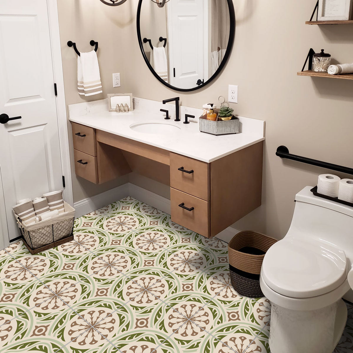 Italian Seamless Peel and Stick Tile Stickers | Kitchen Bathroom Wall Tile Vinyl Decals | Removable | Antiskid Floor Tile Stickers