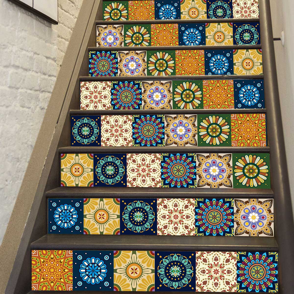 Peacock Hand Painted Peel and Stick Stair Decal | Waterproof and Easy to Trim | Extra long 49" length DIY Home Décor (Copy) (Copy)