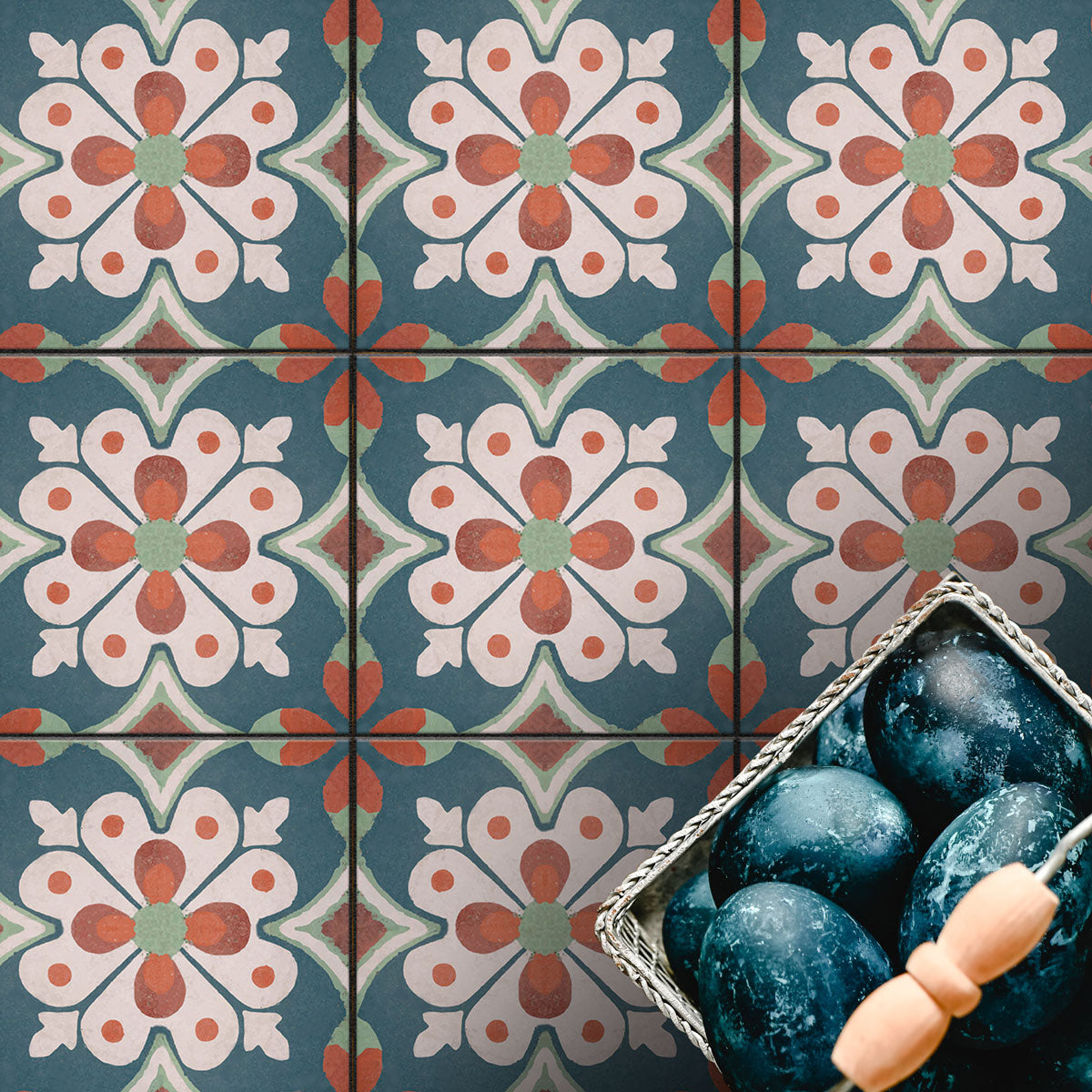 Old Hand Crafted Peel and Stick Floor Tile Stickers | Backsplash Kitchen, Bathroom, and Wall Tile Vinyl Decals | Removable