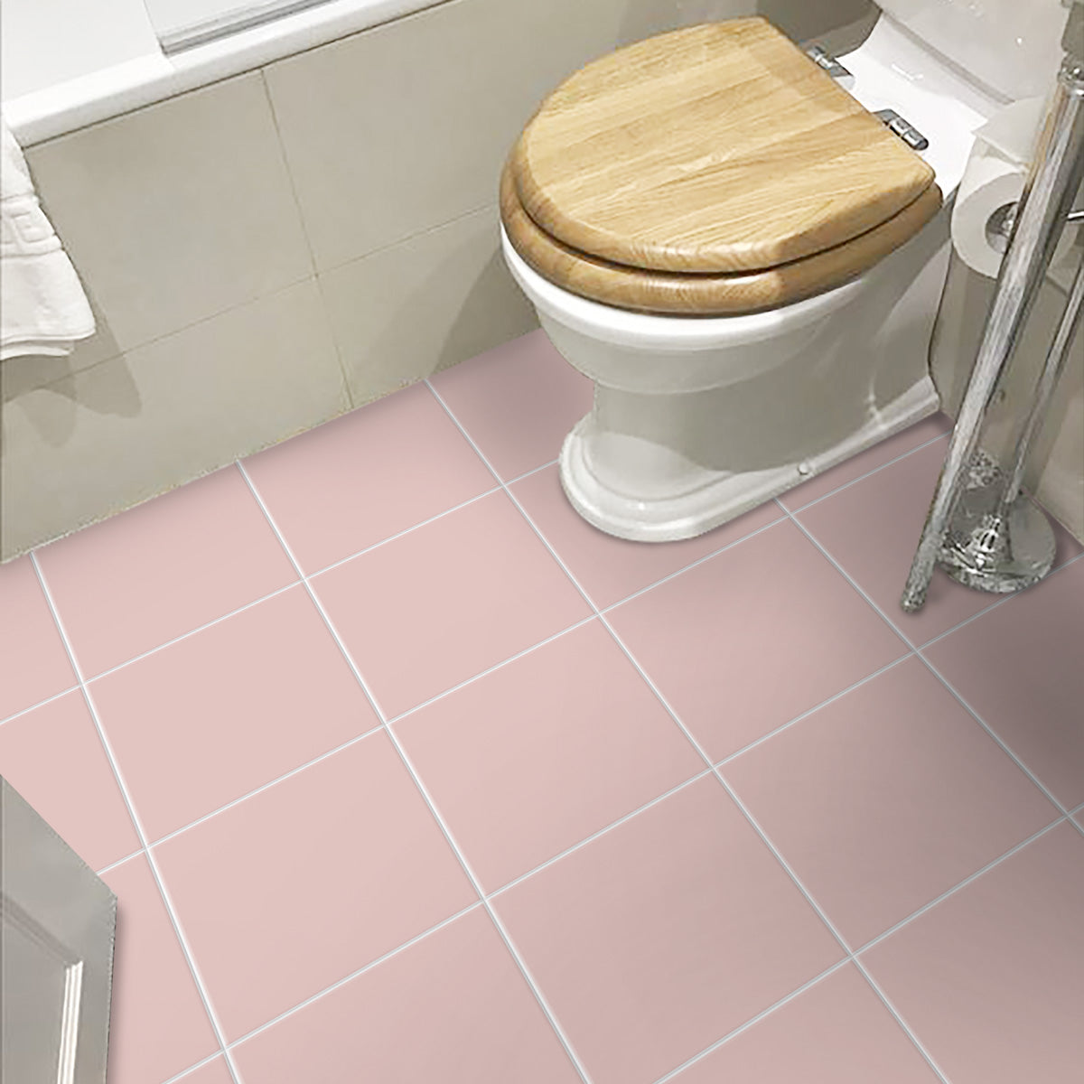 Pearl Pink Peel and Stick Floor Tile Stickers | Kitchen Bathroom Tile Vinyl | Antiskid Floor Tile Stickers | Free Shippping
