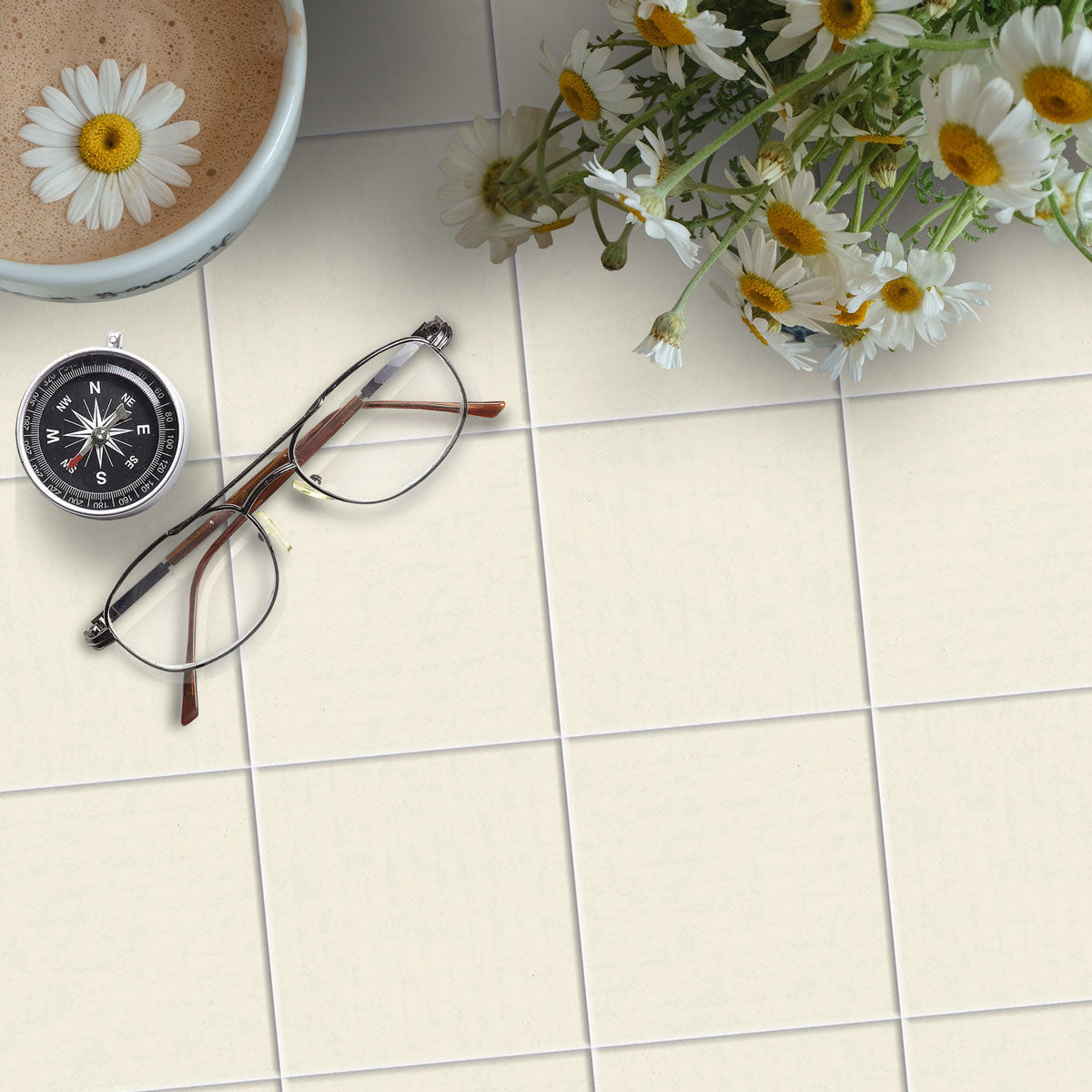 Peel and Stick Ivory Texture Tile Stickers | Backsplash Kitchen, Bathroom & Wall Tile Vinyl Decals |  Antiskid Floor Tile Stickers