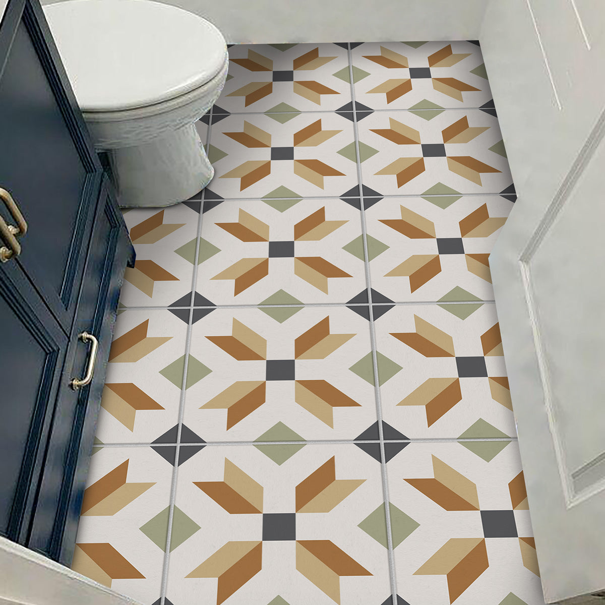 Elegant Nouveau Empire Tile Stickers | Peel and Stick Kitchen, Bathroom, Wall Tile Vinyl Decals | Antiskid Floor Tile Stickers