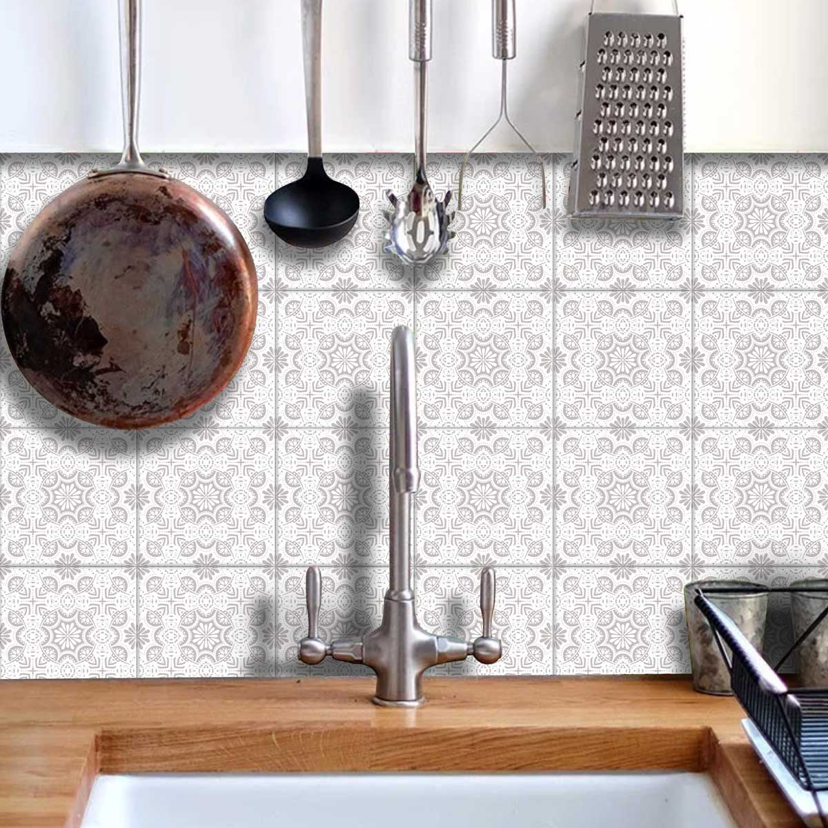 Grey Handcrafted Tile Stickers | Kitchen Backsplash, Bathroom, Floor and Wall Tile Decals | Waterproof | Free Shipping