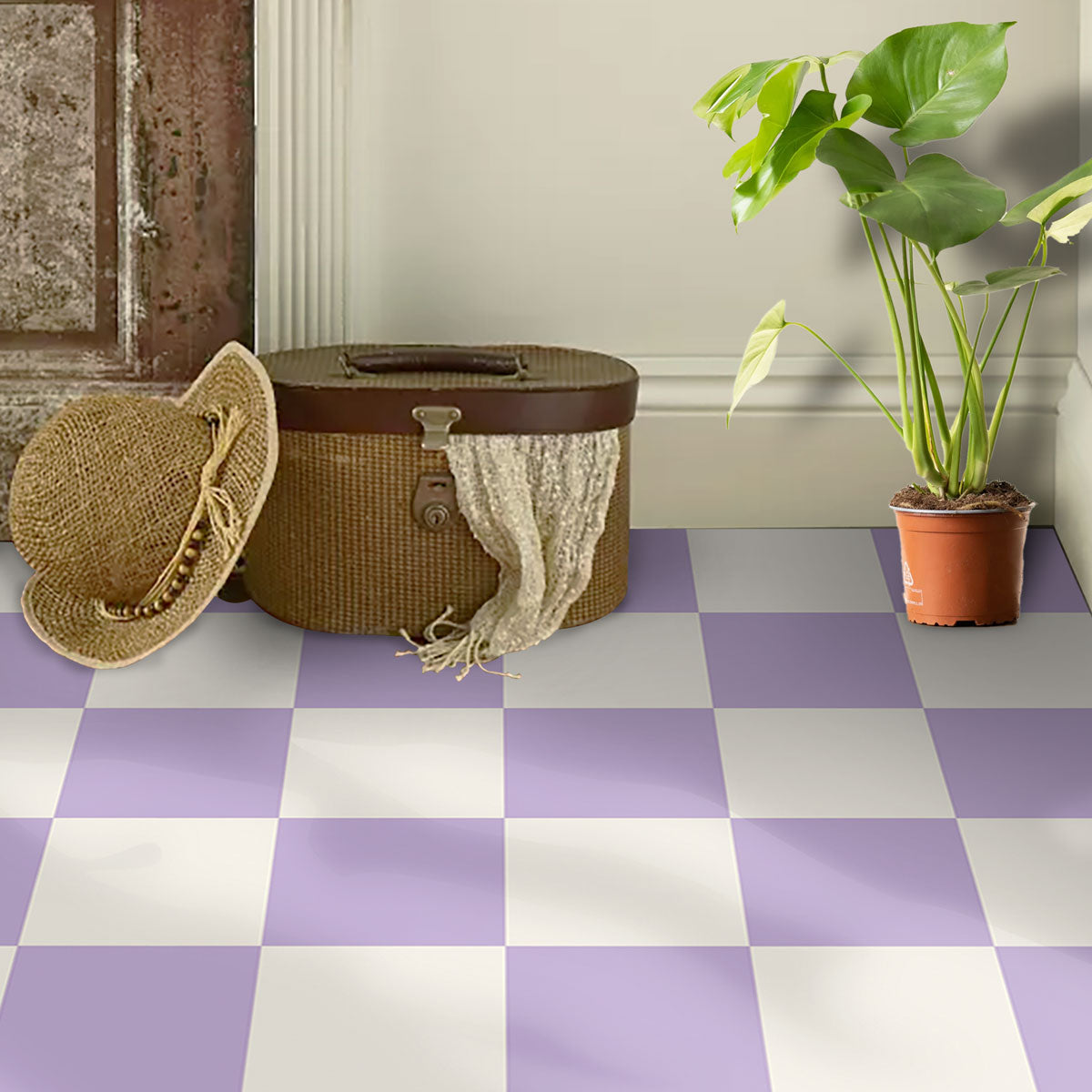 PURPLE and BEIGE Backsplash Tile Stickers | Peel and Stick  Kitchen Wall Bathroom Floor Tile Decals | Removable | Waterproof