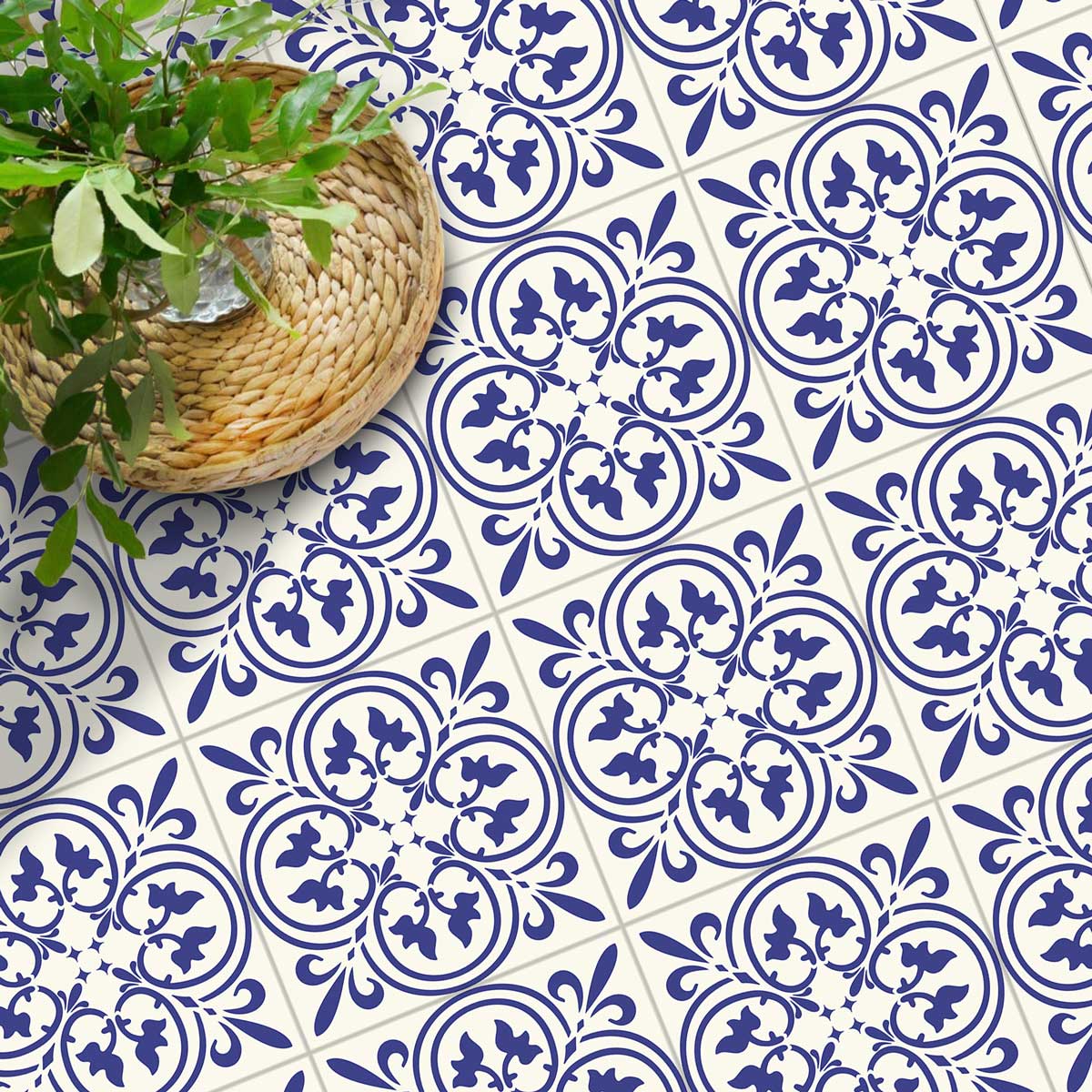 Classic Royal Blue Peel and Stick Tile Stickers | Kithcen, Bathroom, Floor, Wall Stair Tile Decal | Removable | Waterproof