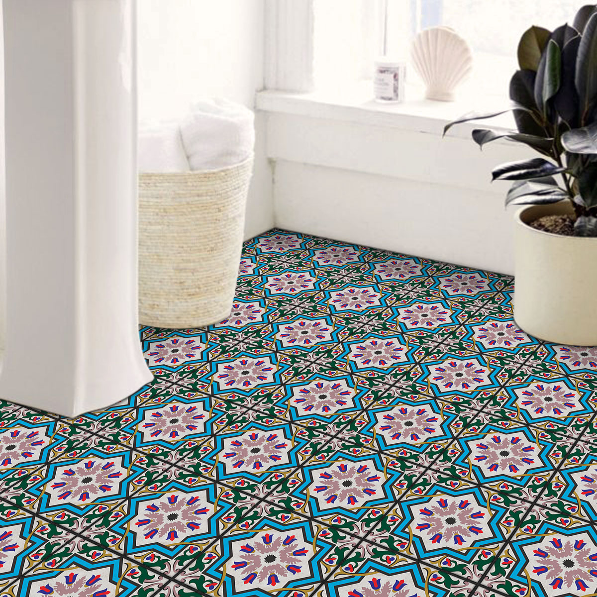 Classic Celestial Tulip Tile Stickers | Hand Crafted Decal | Kitchen Bathroom Wall Floor Tile Stickers | Removable | Free Shipping