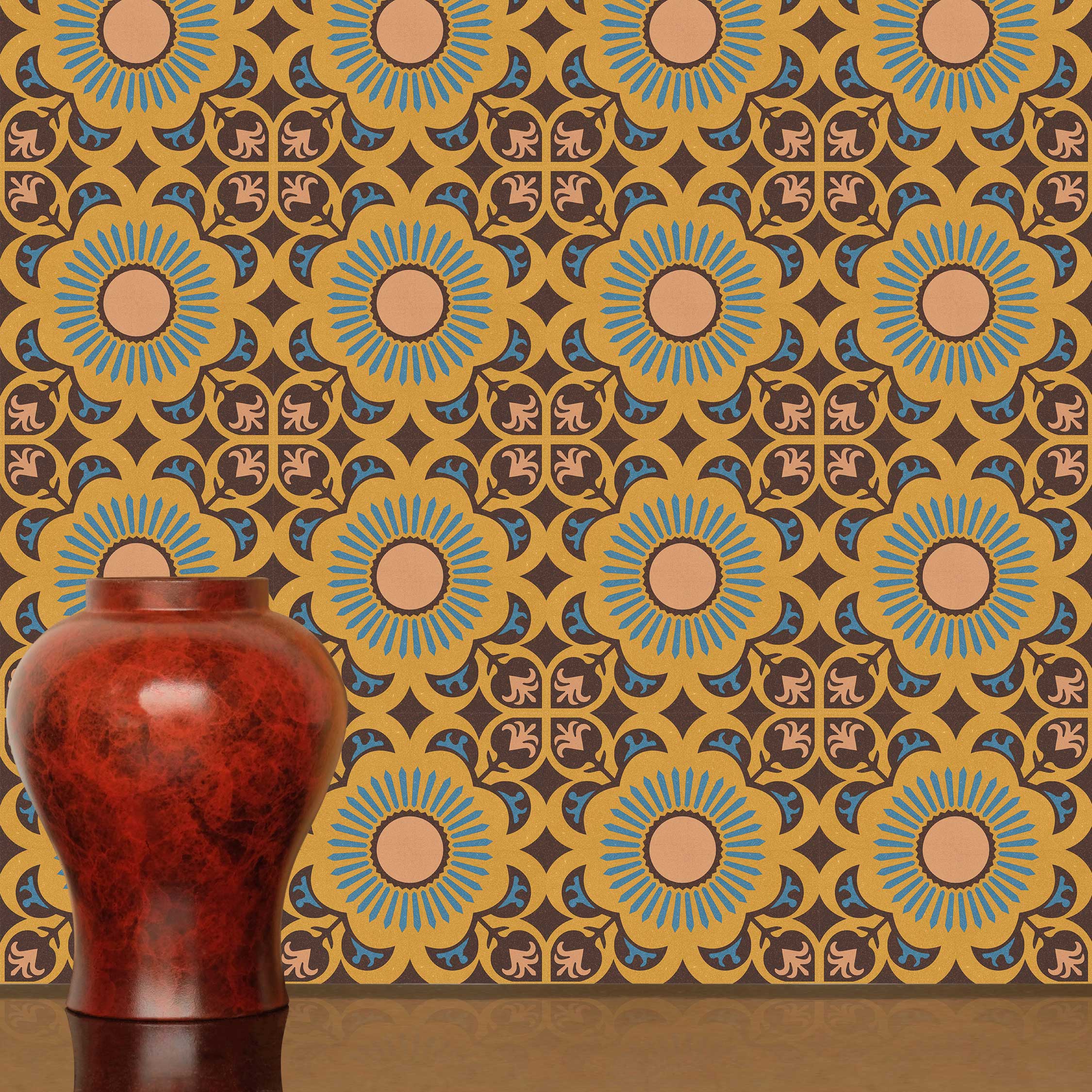 Vintage Flourish Hand Crafted Tile Stickers | Peel and Stick Tile Stickers for Kitchen Bathroom Floor and Wall | Removable