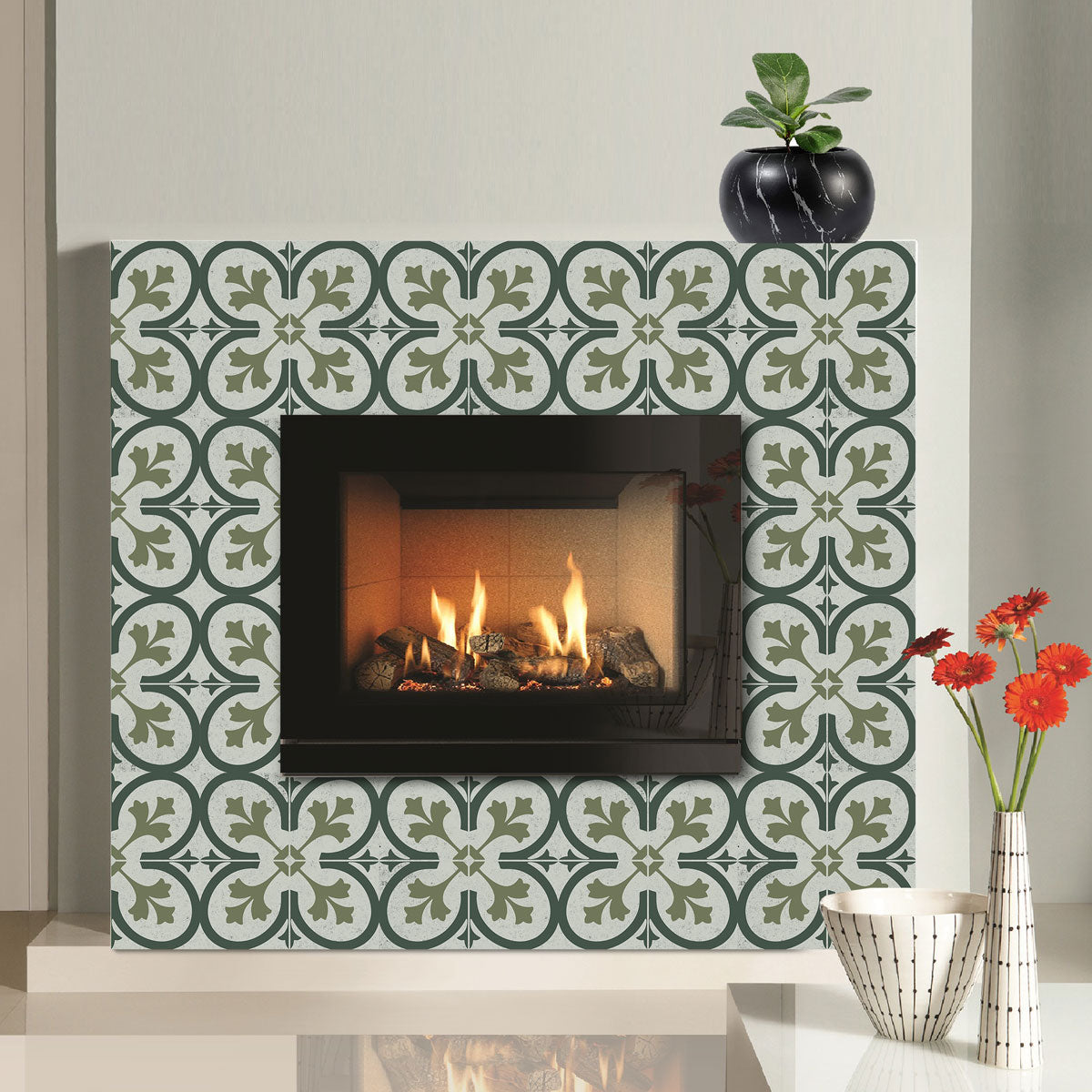 TULIP MAVI Forest Green Floor Decals | Peel and Stick Kitchen, Bathroom, Backsplash, Wall Tile Vinyl Decals | Free Shipping