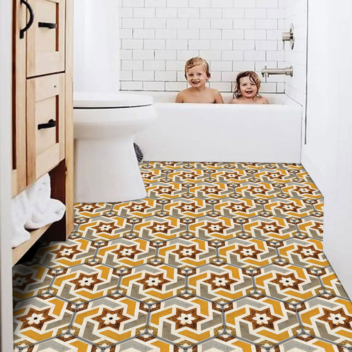 Colorfull Mosaic Star Hexagon Tile Stickers | Peel and Stick Kitchen Bathroom Backsplash Carrelage Vinyl Decals | Removable