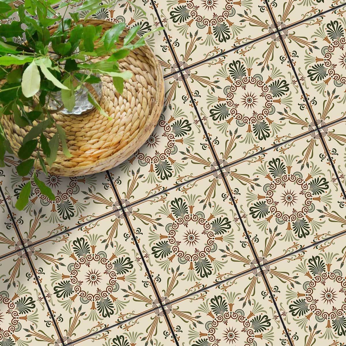 Vintage Egypt Backsplash Tile Decals | Peel and Sticker Tile Stickers for Kitchen Bathroom, Wall | Antiskid Floor Tile Stickers