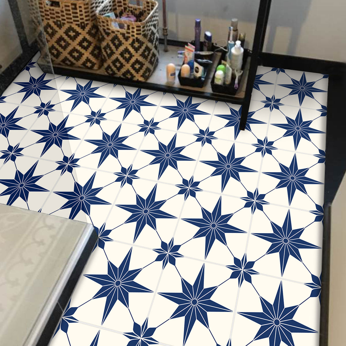Peel and Stick Blue Star Tile Stickers | Vinyl Floor Tiles Vinyl | Removable Kitchen Backsplash Tile Stickers | Free Shipping