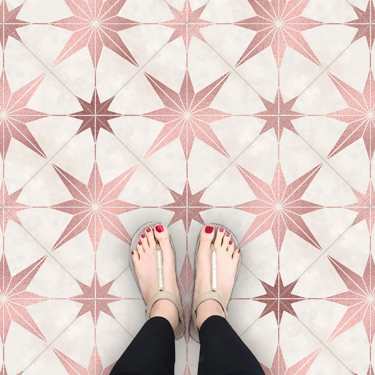 Majolica Moroccan Tile Vinyl Decals | Peel & Stick Kitchen, Bathroom Backsplash Tile Stickers | Antiskid Floor Tile Vinyl