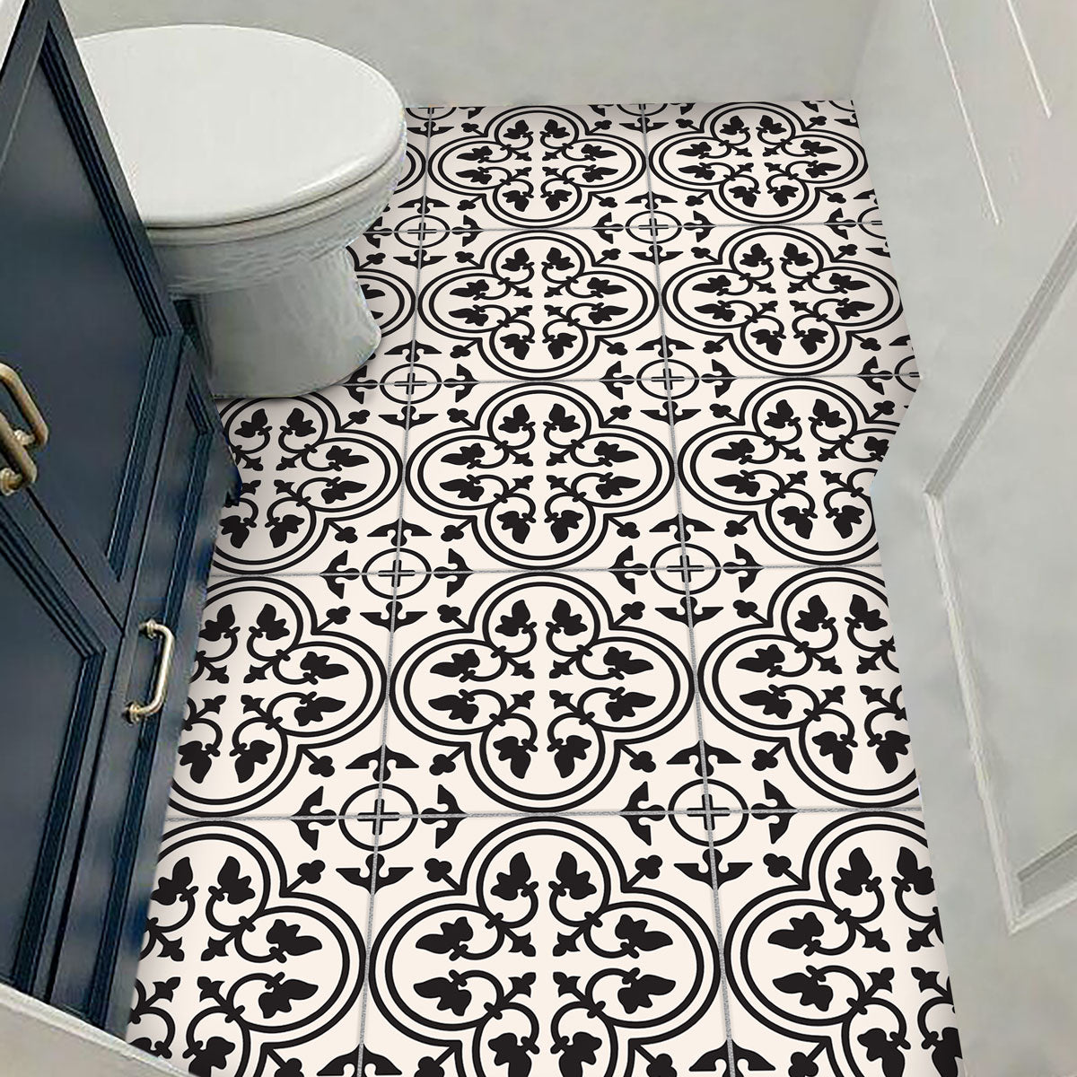 Peel and Stick Black Classic Floor Tiles Stickers | Self Adhesive Kitchen, Wall and Bathroom Tile Stickers | Hand Crafted Decals