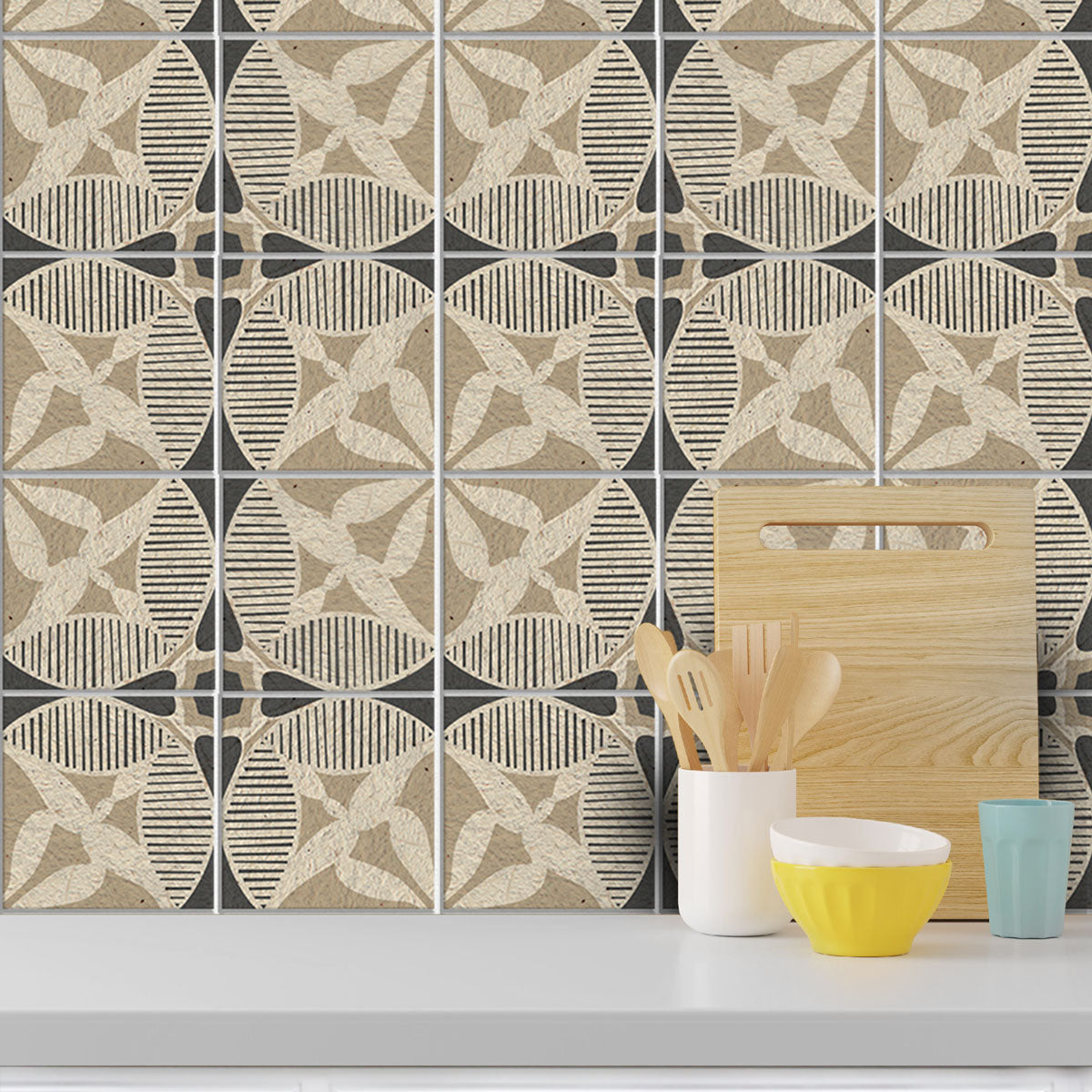 Brown Charcoal Backsplash Tiles | Kitchen, Bathroom, Floor Wall Peel and Stick Tile Decals | Antiskid for Floors | Removable