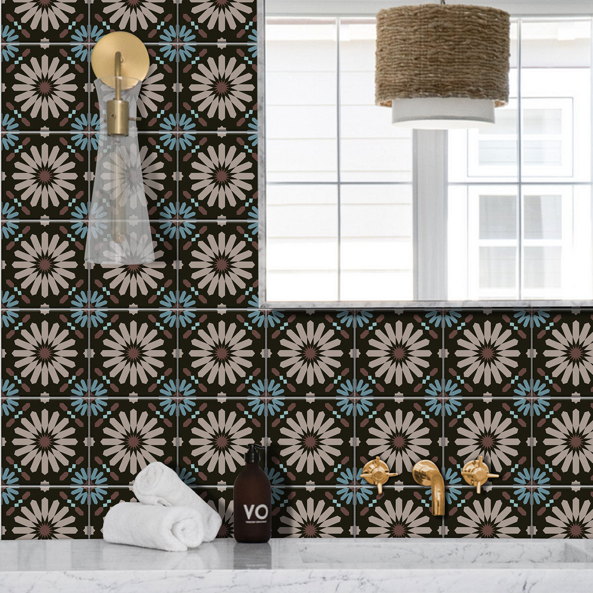 Moroccan Floral Tile Vinyl Decals | Kitchen, Backsplash, Floor & Wall Peel and Stick Tile Stickers | Removable | Free Shipping
