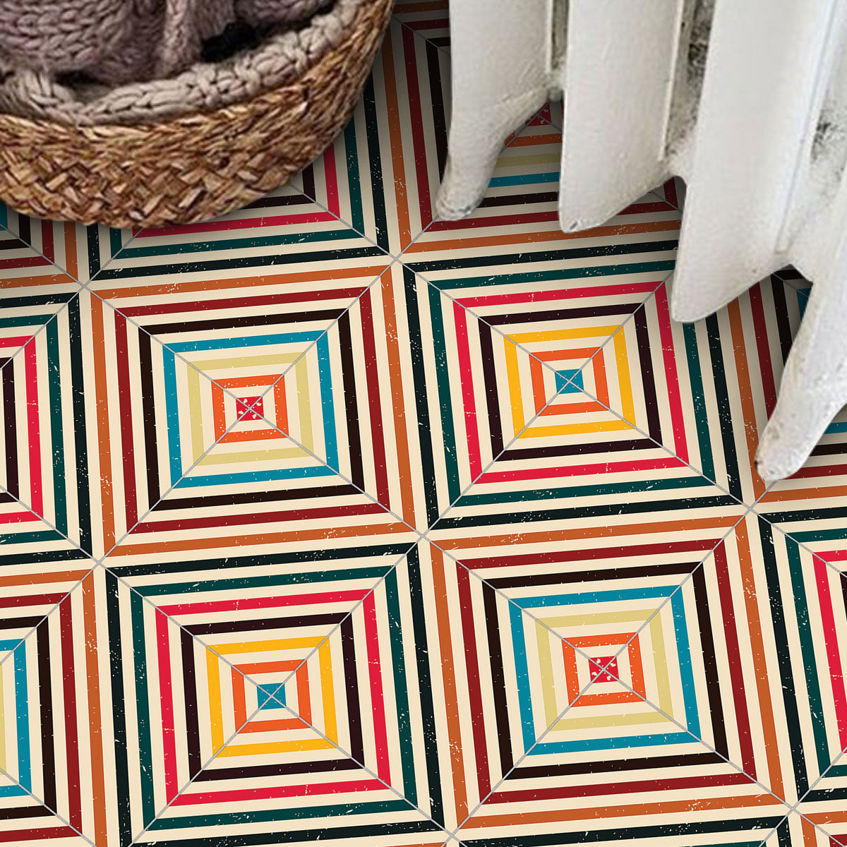 Retro Colorful Wall Tile Decals | Peel and Stick Tile Stickers for Kitchen, Bathroom, Wall & Floor | Removable | Free Shipping