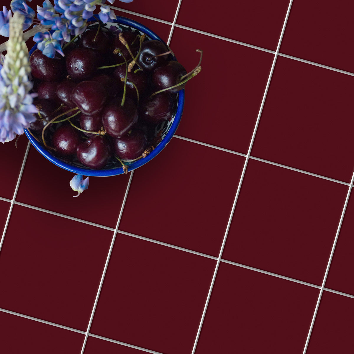 Burgundy Peel and Stick Tile Stickers | Kitchen, Bathroom Wall Hand Crafted Backsplash Tile Decals | Antiskid Floor Tile Stickers