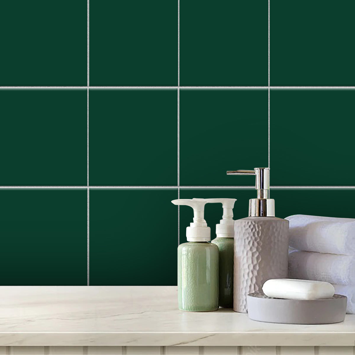 Peel and Stick Green Floor Tile Stickers | Bathroom Kitchen Backsplash Tile Vinyl | Antiskid Floor Tile Stickers | Free Shipping