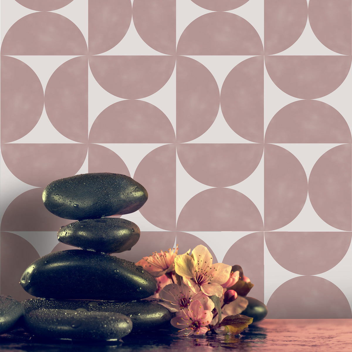 Peel and Stick Semicircle Duo Backsplash Tile Stickers | Kitchen Bathroom Floor Tile Decals | Antiskid | Removable Tile Stickers