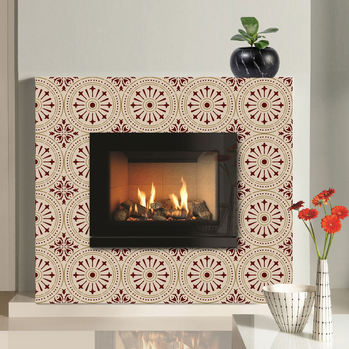 Italian Chiave Tile Stickers | Antiskid Tile Sticker for  Bathroom Floor | Peel and Stick Kitchen Wall Backsplash Tile Vinyl