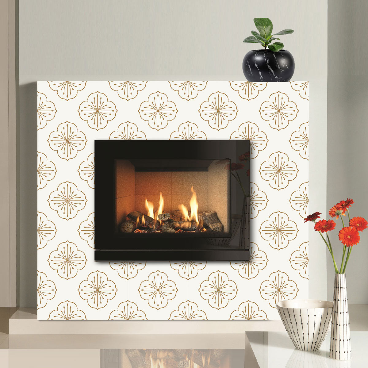 Classic Floral Backsplash Tile Stickers | Peel and Stick Bathroom Kitchen Wall Tile Vinyl Decals | Removable and Waterproof