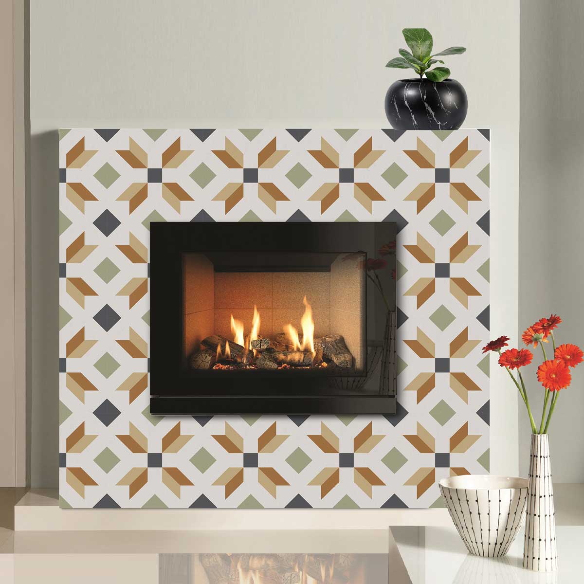 Elegant Nouveau Empire Tile Stickers | Peel and Stick Kitchen, Bathroom, Wall Tile Vinyl Decals | Antiskid Floor Tile Stickers