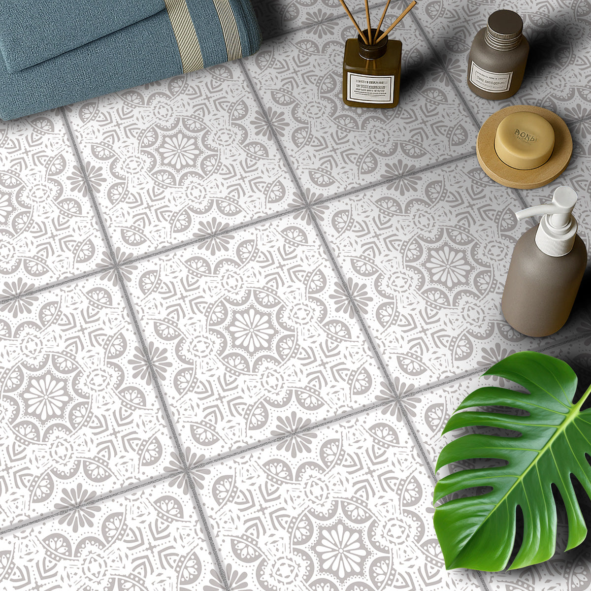 Grey Handcrafted Tile Stickers | Kitchen Backsplash, Bathroom, Floor and Wall Tile Decals | Waterproof | Free Shipping