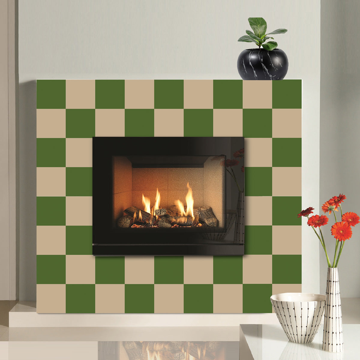 Olive and Khaki Backsplash Tile Vinyl | Peel and Stick Bathroom, Kitchen, Wall Tile Stickers | Antiskid Floor Vinyl Tile