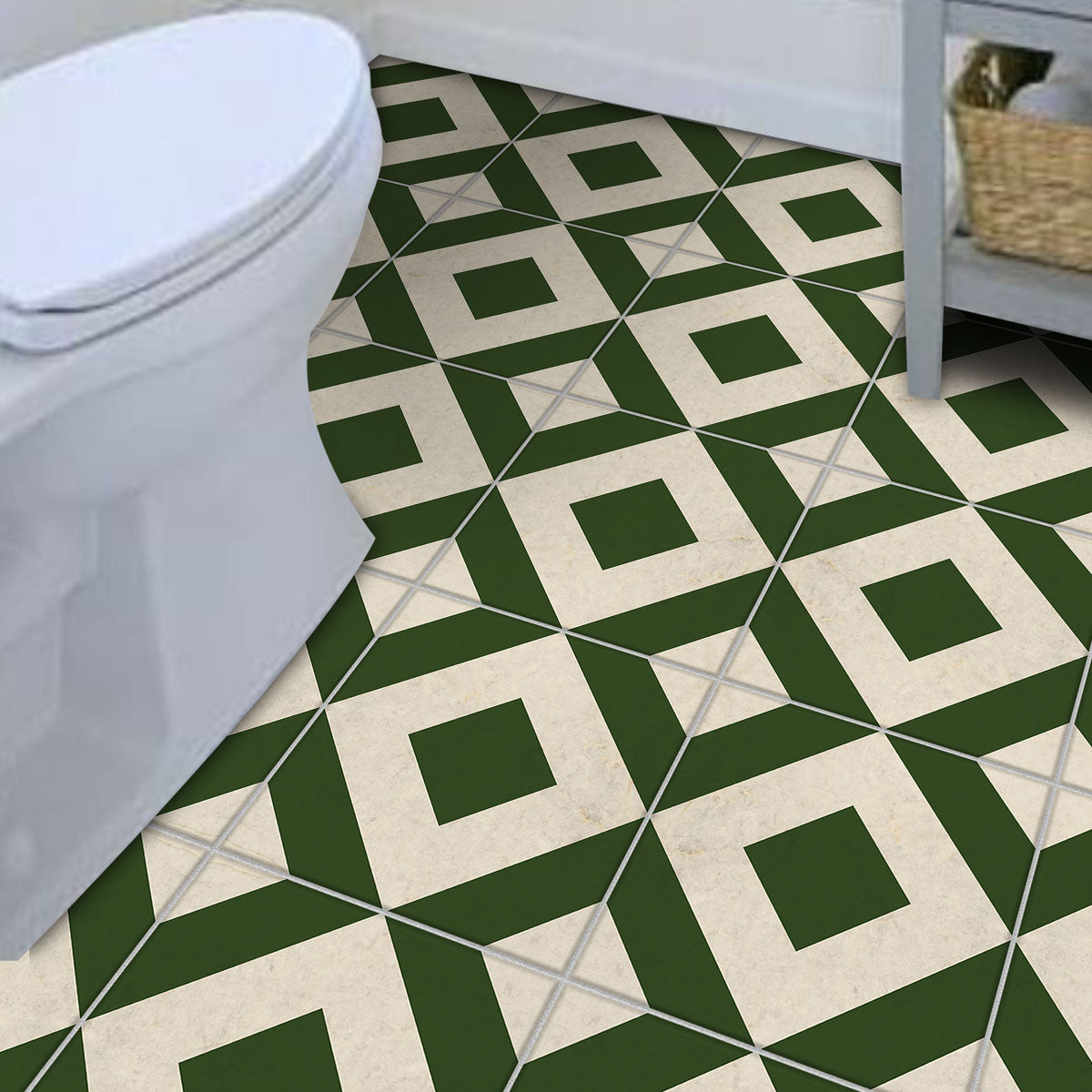 Peel and Stick Heritage Green Tile Stickers | Backsplash Tile Vinyl Decals for Kitchen Bathroom & Wall | Antiskid Floor Tile Stickers