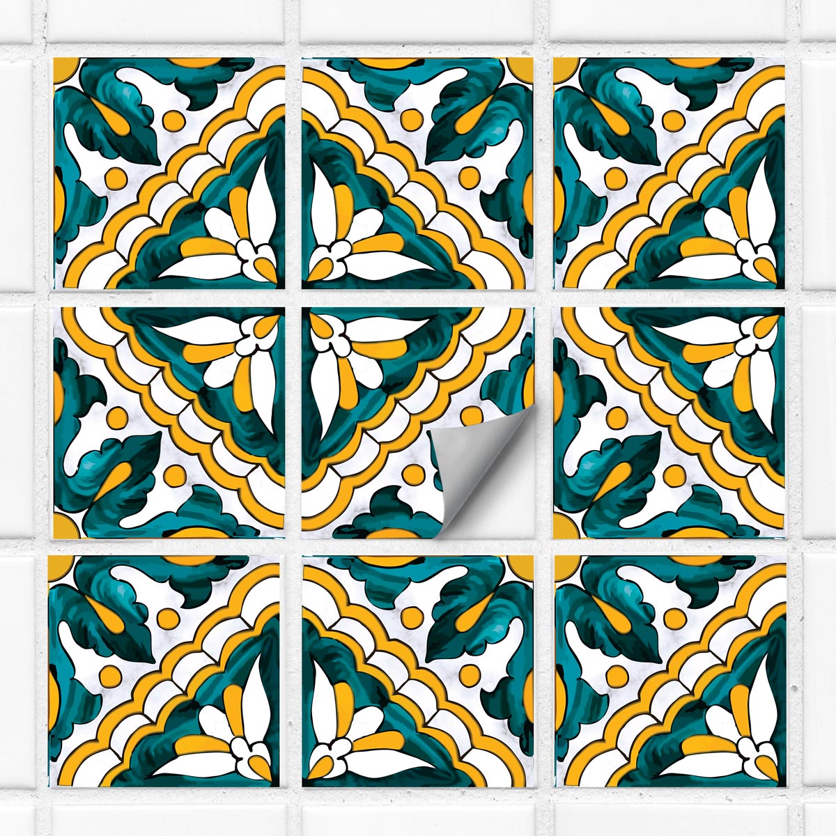 Moroccan Hand Crafted Tile Stickers | Peel and Stick Tile Decals for Kitchen Backsplash Bathroom | Antiskid for Floor Tile Vinyl